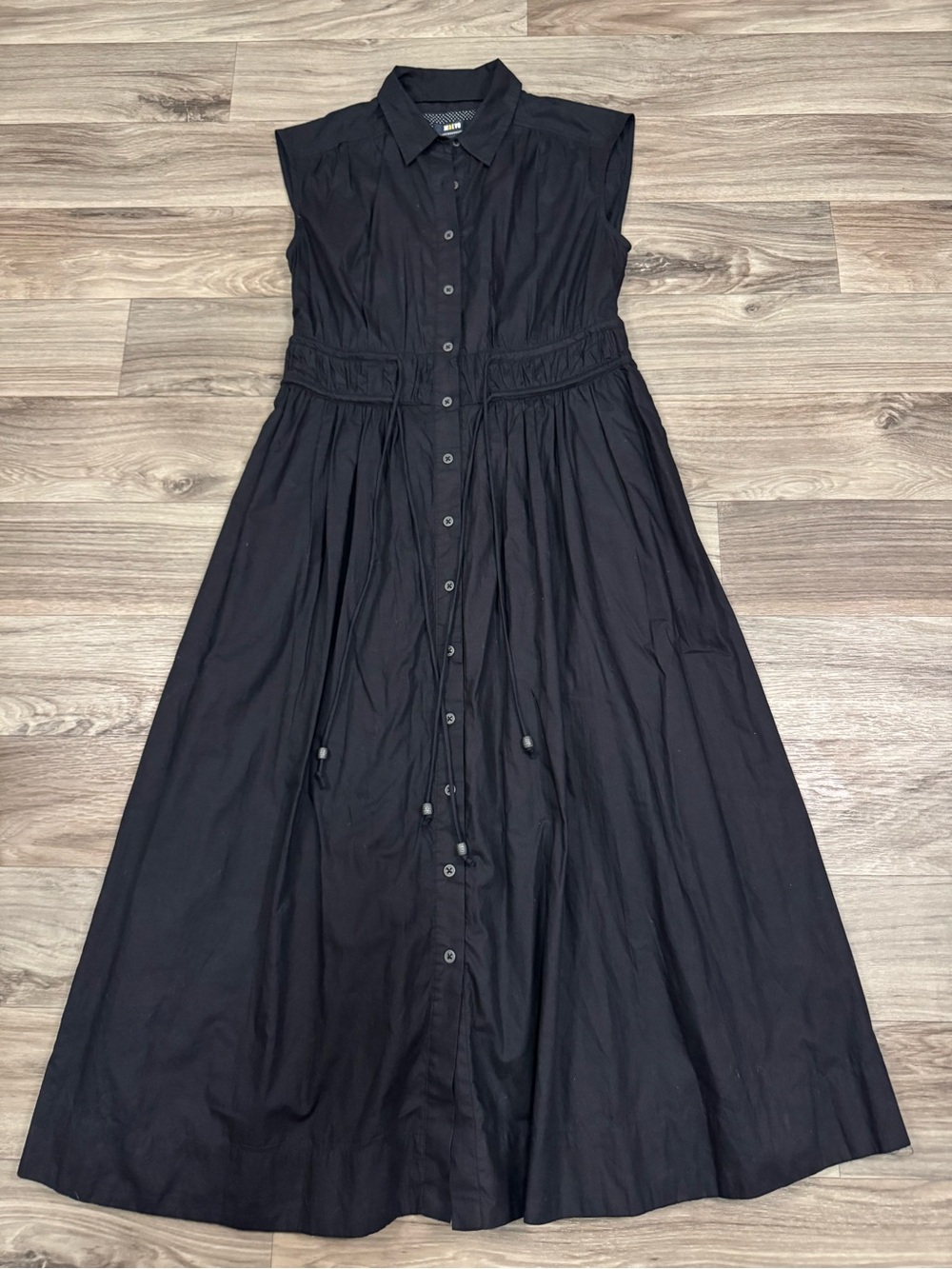 NWT Maeve Anthropologie Sleeveless Shirt Dress in Black Size Extra Small